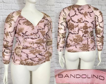 Y2k Plus Size Babydoll top stretch Mesh Pink Paisley vintage retro blouse