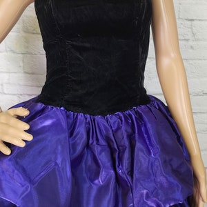 Vintage Dress 1980s double Bubble Black Vlevt Purple, Gunne Sax, Party Prom Formal Rocker Size S/M image 2