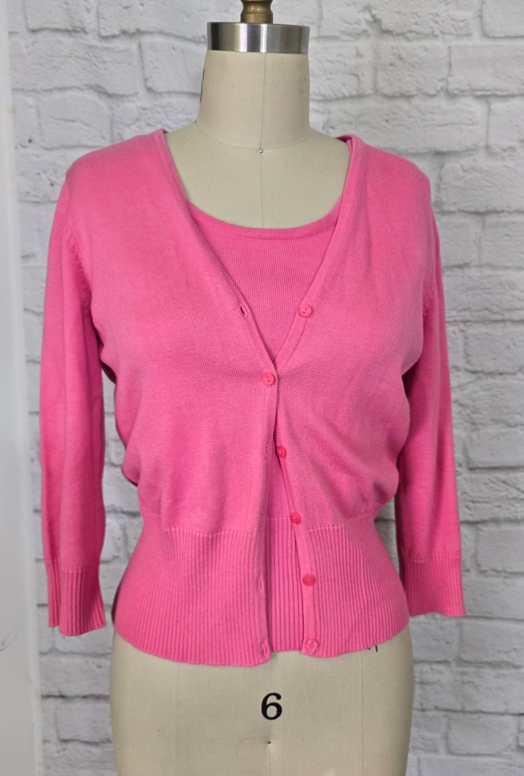 トップス andmary Candy sleeve knit set pink ANDMARY】Candy sleeve knit set