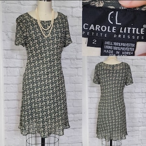 90s/Y2K Bias Cut Slip Dress, wedding guest, Sage muted floral green knee length short sleeve waist M casual spring Minimalist