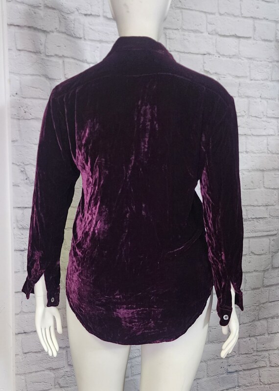 y2K Blouse, Silk Rayon velvet, blouse, purple col… - image 5