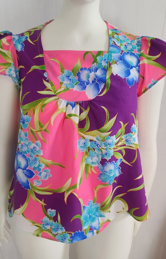 Vintage Flowy Tropical Top (S)