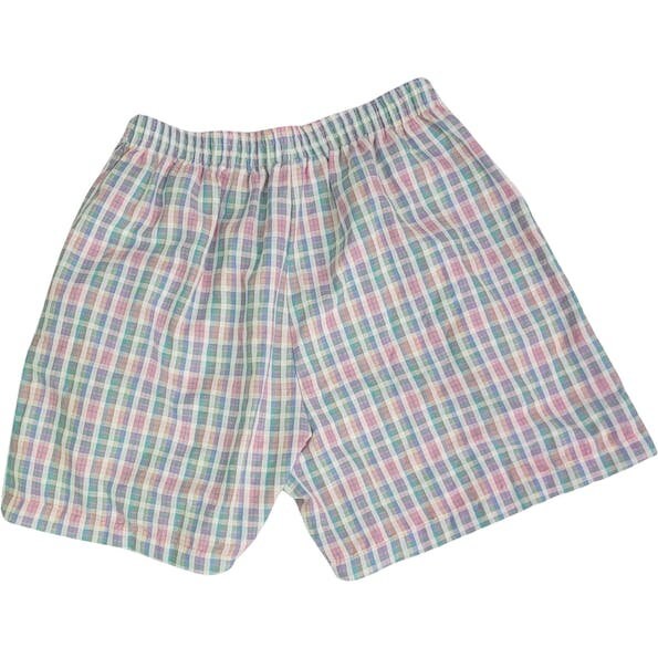 80s 90s Plaid Pastel Elasticshorts High Waist Pink Blue White