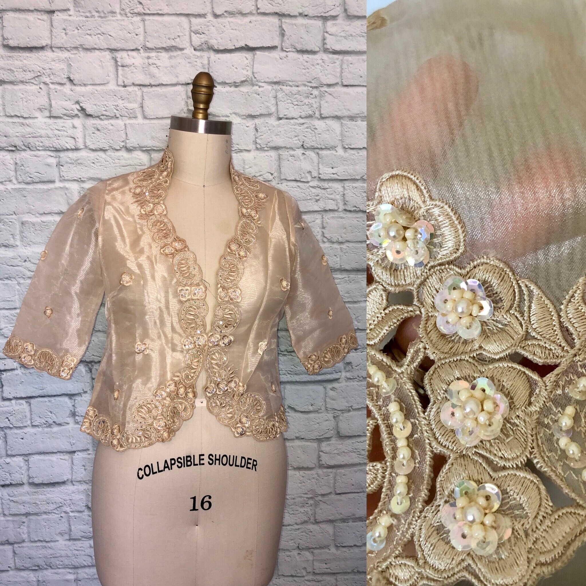 Iva Off-white Organza Handcrafted Bolero Jacket