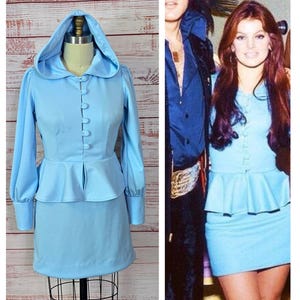 priscilla presley blue dress Cat. #0020446: PRISCILLA PRESLEY
