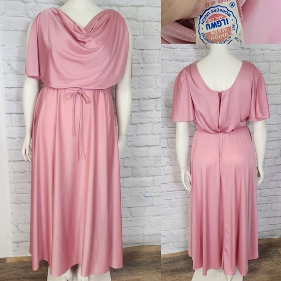 70s Dusty Pink Maxi Disco Dress Prom Formal Greco-roman Grecian Goddess  Flutter Sleeve Blouse Bodice L/XL - Etsy Denmark