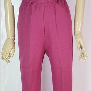 70s/80s Fuschia Cranberry trouser Pants high waist elastic Dark Academia Size Medium