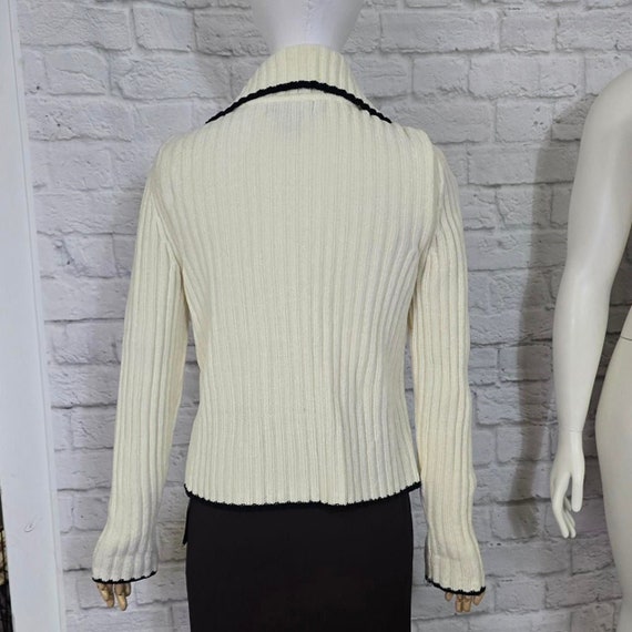 90s/y2k Double Zipper Sweater, Women's Black and Cream Cardigan