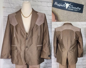 70s beige brown western disco blazer suit jacket two tone faux suede