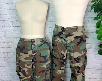 Camo Pants All Sizes 80s 90s Cargo Pants Camouflage Combat Grunge Skater Punk Woodland BDU Utility Military Issue Army Mens or Womens