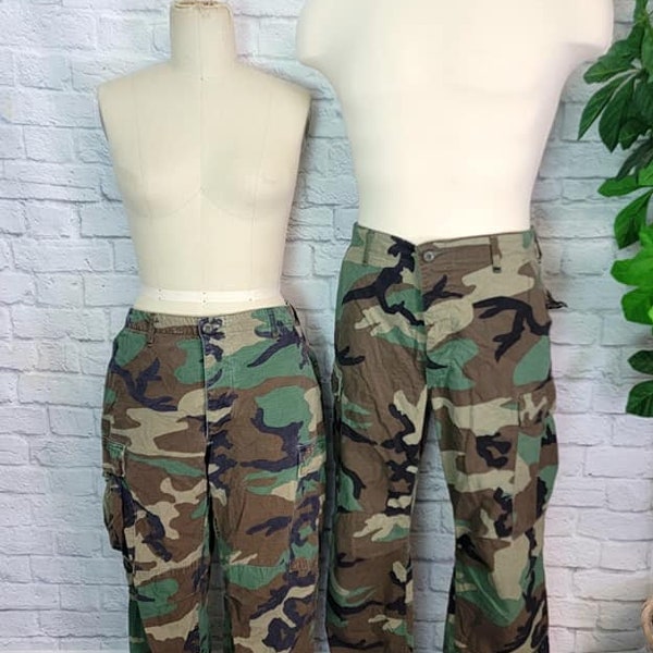 Camo Pants All Sizes 80s 90s Cargo Pants Camouflage Combat Grunge Skater Punk Woodland BDU Utility Military Issue Army Mens or Womens