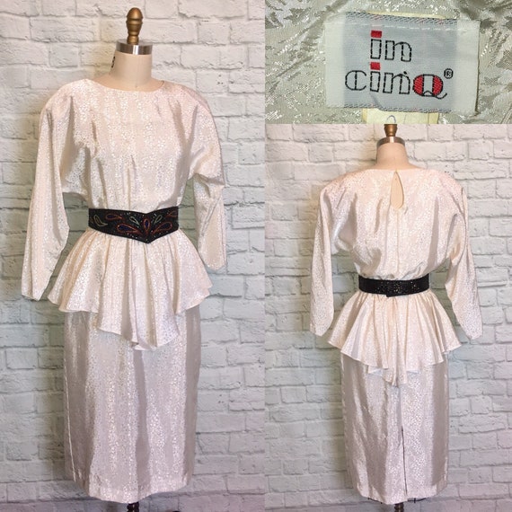 80/'s Wide Beaded White Satin Belt Pastel Beads Accent Belt with Beaded Design Medium to Large