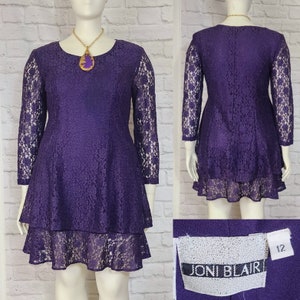 90s Lace Princess Dress double layer ruffle hem mini 3/4 sleeve Grunge 1990s Grape Purple sheer whitchy vibes whimsigoth