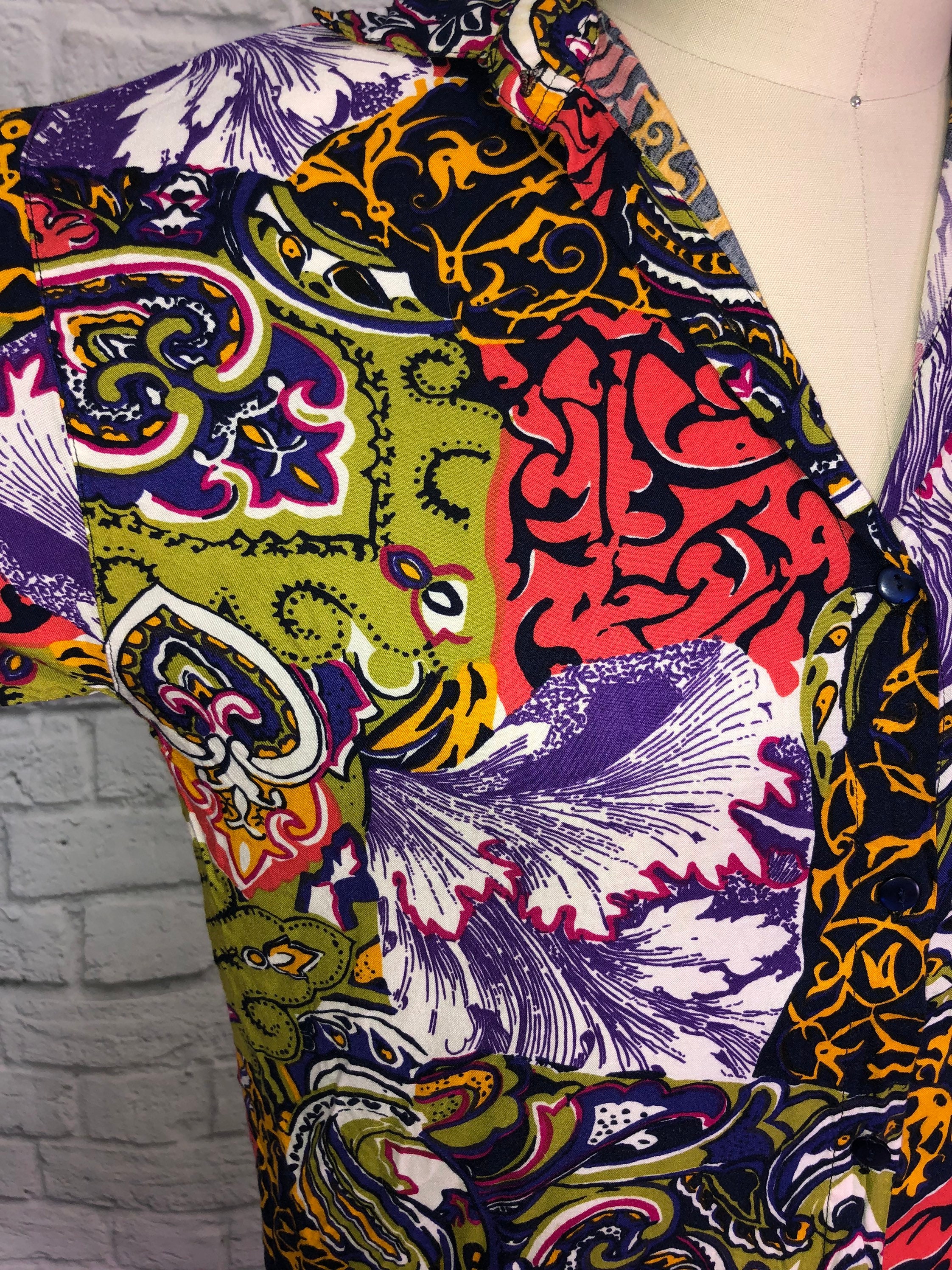 トップス 60s short rayon shirt Vintage S/S Zip Front Rayon Shirt [Sportsman CAL MADE
