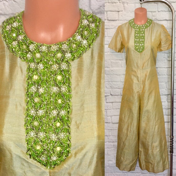 1960s Jumpsuit Silk Beaded I dream of Jeanie 60s J