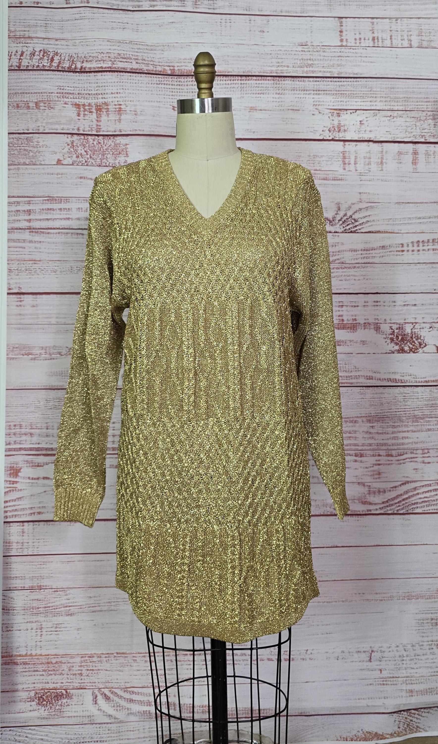 gold metallic sweater dress KARISHMA KNIT DRESS main image 1
