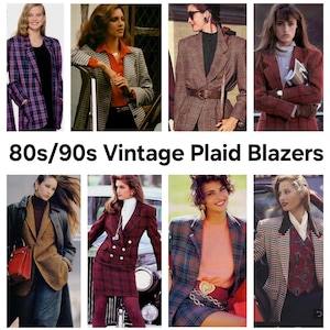 U pick! 80s/90s Plaid blazers, Classic boxy Fit, Business oversized, all Sizes, volup plus, suit jacket, wool lurex houndstooth Multi color