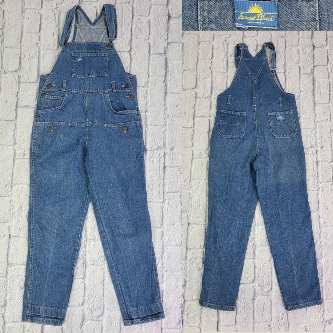 Juniors XS 90s Overalls Medium Wash Coveralls Blue Denim Etsy