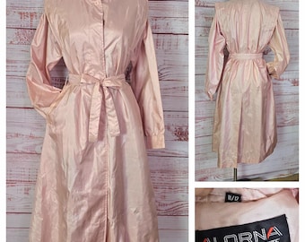 1980s Trench Coat Dusty Pink, Lightweight  warm weather 80s Long windbreaker Jacket Size M