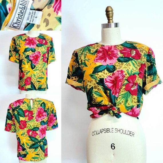 U Pick! 80s/90s Silk Blouses, Shirt 80s Bright Ha… - image 1