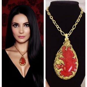 Love That Witch Pendant Necklace, Cosplay Resin Large gold Halloween Brutalist 60s reproduction Handmade Birthday Gift