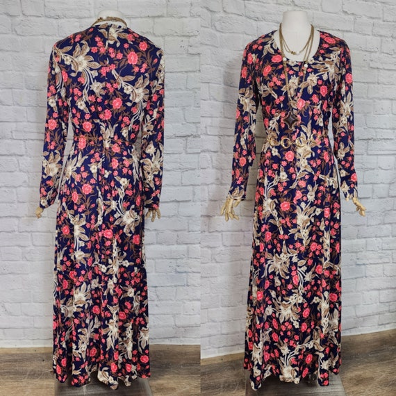 70s Maxi Dress, Long Aline Floral Print, Stevie B… - image 2