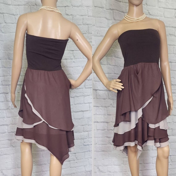 Y2K skirt, brown knit chiffon beige, fairycore, a… - image 2