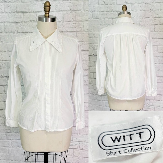 90s White Cotton Button Down Shirt Top Size 12 Pin Tuck Celtic - Etsy