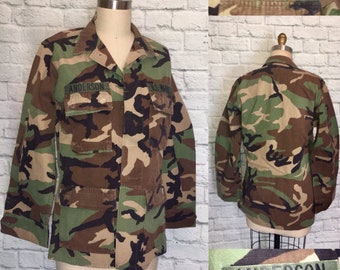 All Sizes Camo Jacket Vintage Army Marines Army Air Force Military Shirt 80s 90s Camouflage Combat Fatigues Grunge Woodland BDU Utility