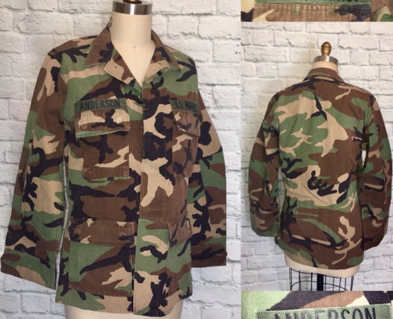 All Sizes Camo Jacket Vintage Army Marines Army Air Force Military Shirt  80s 90s Camouflage Combat Fatigues Grunge Woodland BDU Utility 