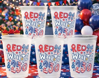 Personalized America 250th Anniversary Gifts, Custom Plastic Cups, Red White and 250 Party Favors, Together We Celebrate Cups