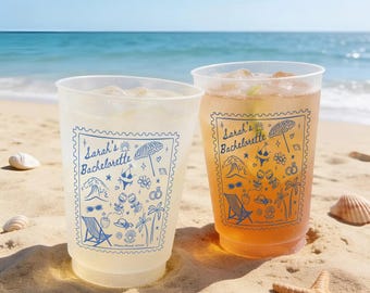 Custom Beach Bachelorette Cups - Beach Bach Cups - Coastal Bachelorette - Destination Bachelorette - Personalized Cups - Bachelorette Party