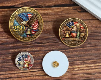 US 250th Anniversary Commemorative Set Pin, 1776-2026 Patriotic Enamel Badge