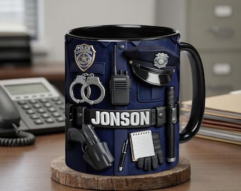 Personalized Police Uniform 3D Mug, Custom Name Police Officer Coffee Mug, Gift For Police Officer