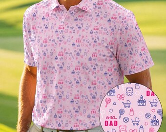 Koszulka polo dla taty, zabawna koszulka polo dla taty, różowa koszulka golfowa, prezent dla ojca i córki, urocze polo golfowe, różowy strój na Dzień Ojca