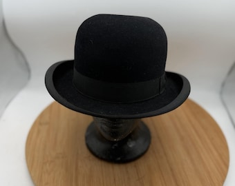 VTG 1940's Knox Fifth Avenue Black Bowler Derby Hat Size 7 Extra Quality