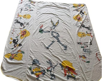 Vtg Warner Bros Looney Tunes Bedspread Twin Bugs Elmer Fudd Yosemite Sam Foghorn