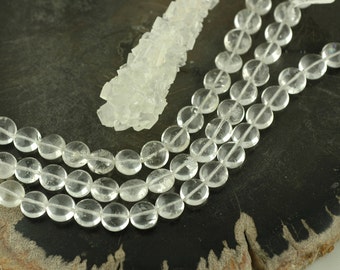 Cristal de Quartz Mini pastille : Forme de lentilles, 6x10mm / artisanat, bijoux, fournitures de fabrication / naturel, clair, aqueux, perles glacées / terreux, bio