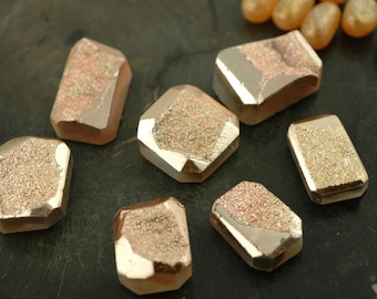 Rose Gold Metallic : Druzy Bead, Drusy Briolette Pendants, 18x24mm, 1 Pendant, Sparkly, Shimmering Bright Jewelry Making Supplies, DR259