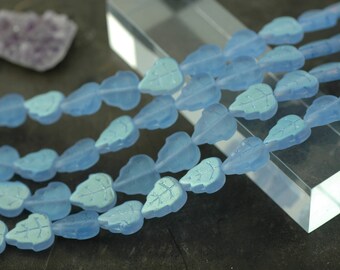 Folha azul bebê: contas prensadas de vidro tcheco AB fosco, aprox. 10x12,5 mm, fabricação de joias, suprimentos para artesanato, náutico, CG198