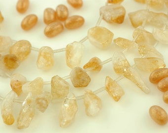 Pepitas de perfuração lateral de citrino: Briolette natural irregular de forma livre, 10x20mm, orgânica, fabricação de joias terrosas, suprimentos para artesanato, ioga, Zen, CI256