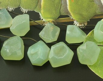 Citron Green Chalcedony Druzy : Natural Drusy Pendants, 17x26mm, 7 Pendants, Boho Lime Green Hue Shimmering Jewelry Making Supply, DR275