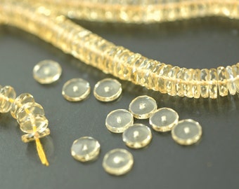 Grau AAA espumante: contas Heishi facetadas de citrino natural 6,5 x 1,5 mm, qualidade de gema de designer, suprimentos de artesanato de joias naturais, contas soltas, CI134