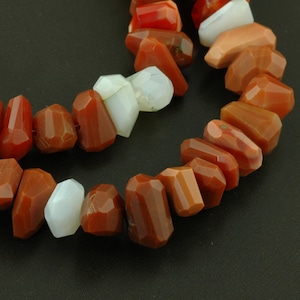 Mexican Fire Opal Faceted Slice Beads, Approx. 7x14mm / Natural Orange, Milky White / Craft, Jewelry Making Supplies / Yoga, Zen, OP67
