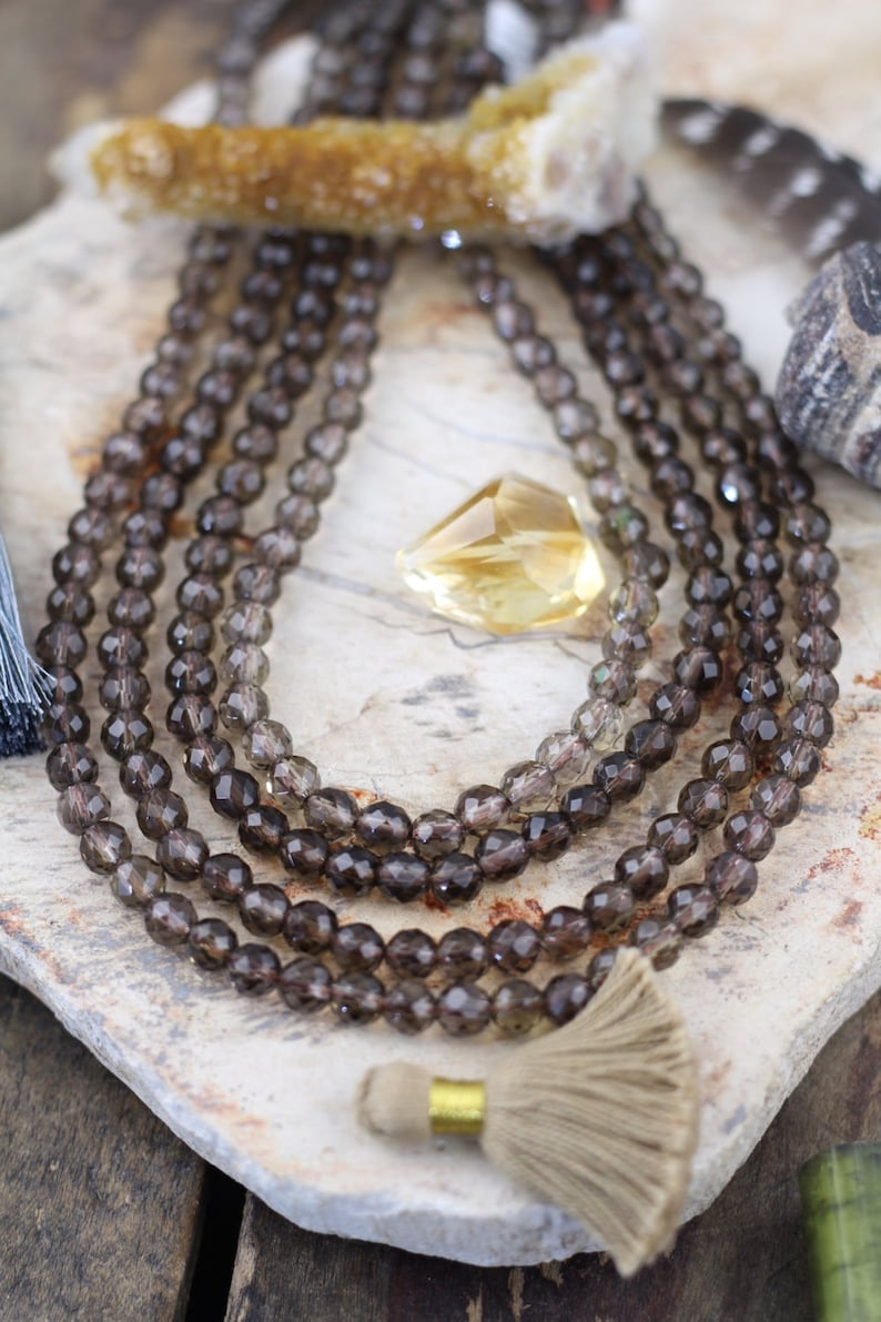 SQ334 69 pcs Winter 15.5 Strand Natural Dark Brown Sparkly Craft Jewelry Making Supplies Smoky Quartz : 6mm Faceted Round Beads