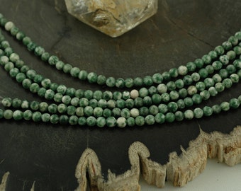 Ágata de renda de árvore: contas redondas manchadas verdes e brancas, 4 mm, natural, floresta, boho, artesanato terroso, suprimentos para fabricação de joias, AG244