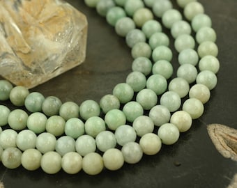 Jade, grau A: Aprox. 7mm redondo/natural, boho, terroso, artesanato, suprimentos para fabricação de joias/ioga, zen, mala, metafísico