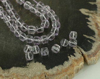 Lavanda: Ametista Rosa, Cubo Microfacetado, 7x8mm, Qualidade de Designer, Espumante, Fornecimento de Artesanato para Fabricação de Joias, Roxo Pastel, 4 contas, AM277