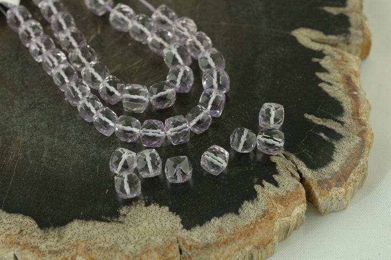 7x8mm Micro-Faceted Cube AM277 Sparkling 4 beads Designer Quality Pastel Purple Lavendar : Pink Amethyst Jewelry Making Craft Supply