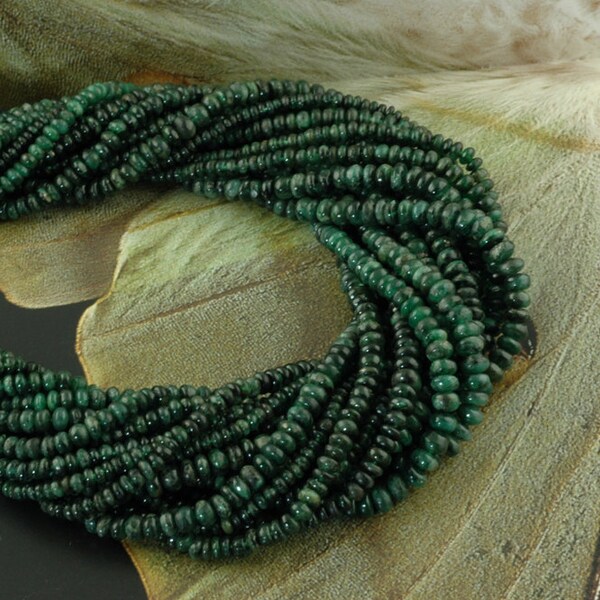 Emerald City : Graduated, Natural Green Emerald, 2mm-5mm smooth Rondelle / Natural, Woodland, Designer Jewelry Making Supplies